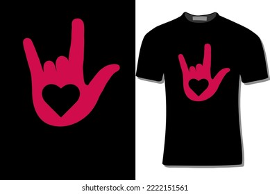 ASL Love With Heart Shape T-shirt Design