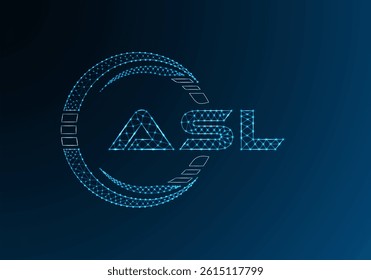 ASL low poly letter logo vector design. ASL lower poly logo design. 
