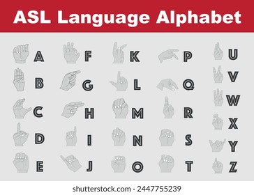 ASL Sign representing letters of the English alphabet