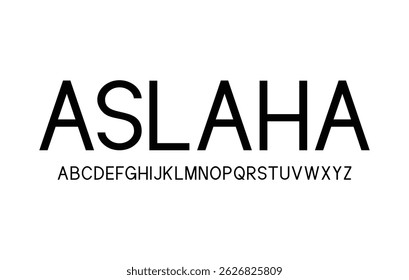Aslaha Font – Uppercase Letters, Numbers, and Symbols | Clean Isolated Vector Typography