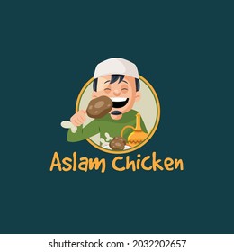 Plantilla de logotipo de mascota vectorial de pollo Aslam.