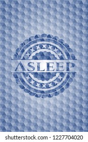 Asleep blue badge with geometric pattern.