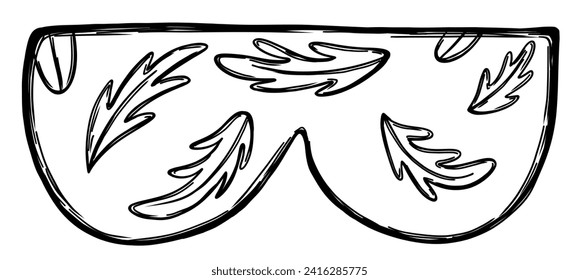 Asleep mask with botanical pattern in doodle style