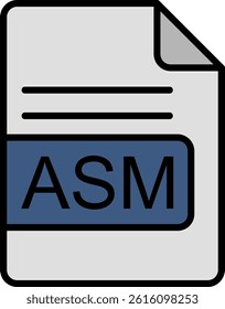 ASM File Format Line Vector Icon Design