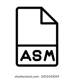 ASM-Dateityp-Symbole. Symbol für Dateien und Dokumentformat-Entwurf.