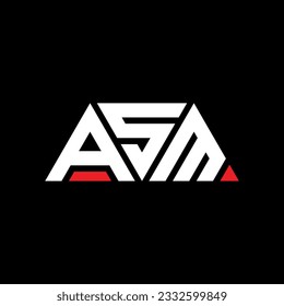ASM triangle letter logo design with triangle shape. ASM triangle logo design monogram. ASM triangle vector logo template with red color. ASM triangular logo Simple, Elegant, and Luxurious design.