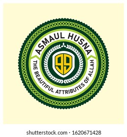 Asmaul Husna Creative Design. 99 Names of Allah. For T-Shirt Design, Background.
