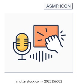 ASMR color icon. Knocking on objects and recording on high-frequency microphone. Internet trend concept. Isolated vector illustration