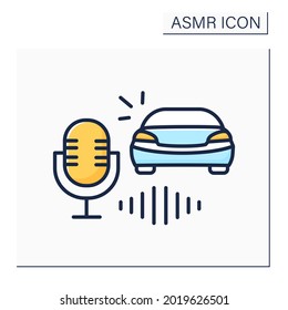 ASMR color icon. Record audio when the car is running. Road sound. Internet trend concept. Isolated vector illustration
