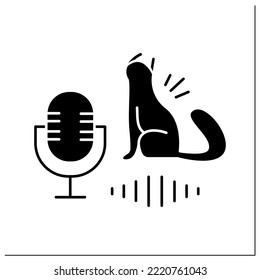 ASMR glyph icon. Calming sound. Recording of cat purring. Internet trend concept. Filled flat sign. Isolated silhouette vector illustration