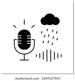 Icono de glifo ASMR. Grabar en micrófono de alta frecuencia. Grabando alta tormenta. Orgasmo cerebral. Concepto de tendencia de Internet.Signo plano relleno. Ilustración vectorial de silueta aislada