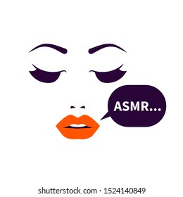 ASMR icon, beautiful lips and whisper. Vector illustration