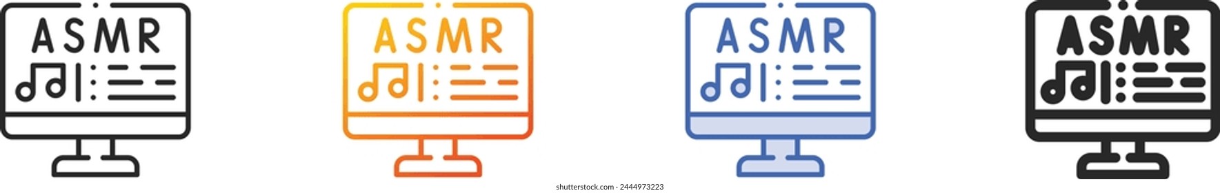 asmr icon.Thin Linear, Gradient, Blue Stroke and bold Style Design Isolated On White Background