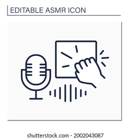 ASMR line icon. Knocking on objects and recording on high-frequency microphone. Internet trend concept. Isolated vector illustration. Editable stroke