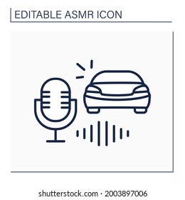 ASMR line icon. Record audio when the car is running. Road sound. Internet trend concept. Isolated vector illustration. Editable stroke