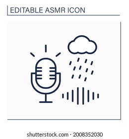 ASMR line icon. Record on high-frequency microphone. Recording high storm. Brain orgasm. Internet trend concept. Isolated vector illustration. Editable stroke