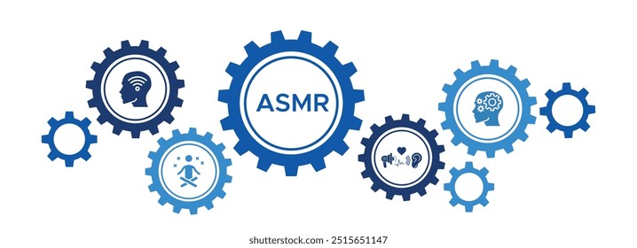 Banner de experiência de relaxamento ASMR com estimulação sensorial e recursos de resposta autônoma Ícones