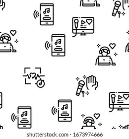 Asmr Sound Phenomenon Seamless Pattern Vector Thin Line. Illustrations