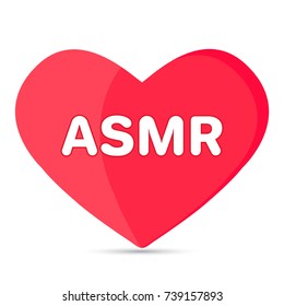 ASMR text on the red heart, isolated icon, vector illustration