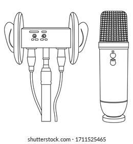 ASMR thin line icon. Microphone for blogger to make massage, whisper, rustling. Autonomous sensory meridian response. Vector Illustration, isolated. svg