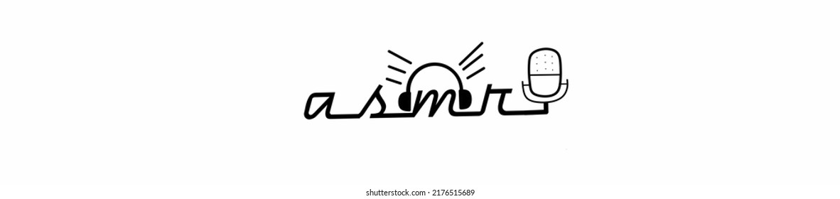 Asmr Vector Icon.Asmr Calligraphy Text,digital, Printable, Typography With Microphone And Headphone Icon.Sound In Microphone.asmr,headphone And Mic Contour Explaining Meaning.Asmr Text Png Download.