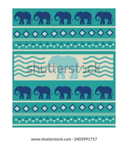 aso oke fabric with elephants vector isolated