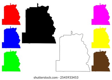 Condado de Asotin, Estado de Washington (Condado dos EUA, Estados Unidos da América, EUA, EUA) mapa ilustração vetorial, esboço de rabisco Mapa de Asotin