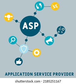 ASP - Application Service Provider acronym. business concept background. vector illustration concept with keywords and icons. lettering illustration with icons for web banner, flyer, landing pag