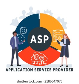 ASP - Application Service Provider acronym. business concept background. vector illustration concept with keywords and icons. lettering illustration with icons for web banner, flyer, landing pag
