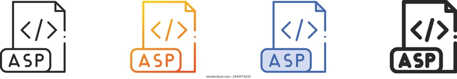 asp icon.Thin Linear, Gradient, Blue Stroke and bold Style Design Isolated On White Background
