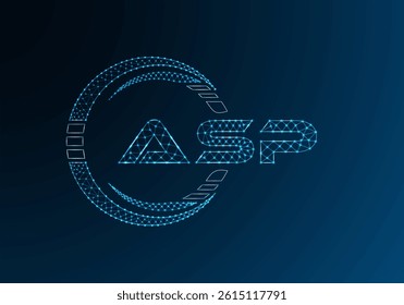 ASP low poly letter logo vector design. ASP lower poly logo design. 