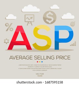  ASP mean ( average selling price) ,letters and icons,Vector illustration.