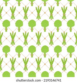 Asparagus and Artichoke vector seamless pattern. Kitchen print cage