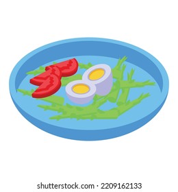 Icono de huevo cocido de espárragos. Isometric del icono del vector del huevo cocido de Asparagus para diseño web aislado en fondo blanco