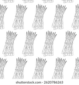 Patrón sin fisuras de los racimos de espárragos, diseño orgánico del empaquetado o del papel de embalaje, Ilustración vectorial