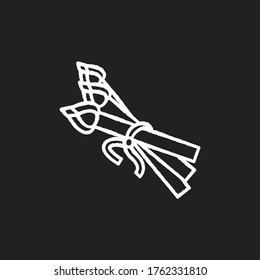Asparagus chalk white icon on black background. Fresh raw vegetable for fitness dieting. Veggie sprout to cook italian food. Raw stem for sauce. Isolated vector chalkboard illustration