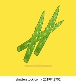 Asparagus flat design with yellow backgroun for food menu, poster, vegetable and fruits illustration book