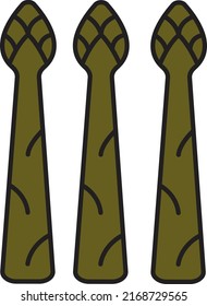 Asparagus flache Vektorgrafik. Zeilenumbruch-Farbsymbol für Web-App. Minimalistische Stilgabe.