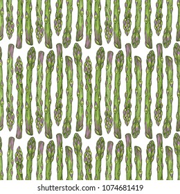 Asparagus fun seamless pattern. Organic background. Vector illustration