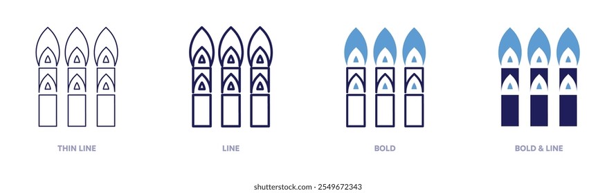 Asparagus icon in 4 different styles. Thin Line, Line, Bold, and Bold Line. Duotone style. Editable stroke.