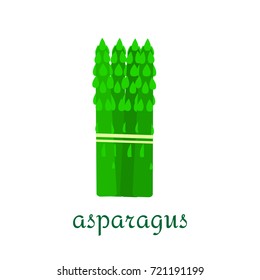 Asparagus icon in flat style isolated on white background.  Asparagus icon in flat style. Isolated object, logo. Vegetable from the farm. Organic food. Vector illustration.