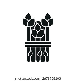 Asparagus icon in glyph for simple vegetable and organic content.