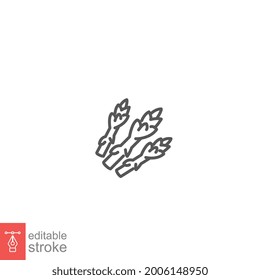 Asparagus icon. Nature vegetable food. sparrow grass Vegan natural bio. Dietary edible plant. asparagus sprout bundle. vegetarian outline style. vector illustration. design on white background. EPS 10