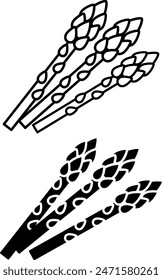 Asparagus icons. Black and White Vector Icons of Natural and Organic Products. Vegetarian food. Vegetables Concept
