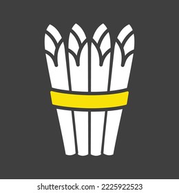 Asparagus isolated vector glyph on dark background icon. Vegetable sign. Graph symbol for food and drinks web site, apps design, mobile apps and print media, logo, UI
