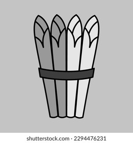 Asparagus isolated vector grayscale icon. Vegetable sign. Graph symbol for food and drinks web site, apps design, mobile apps and print media, logo, UI