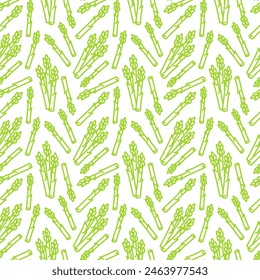 asparagus line icons seamless pattern
