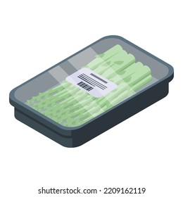 Asparagus market package icon. Isometric of Asparagus market package vector icon for web design isolated on white background