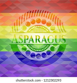 Asparagus on mosaic background with the colors of the LGBT flag