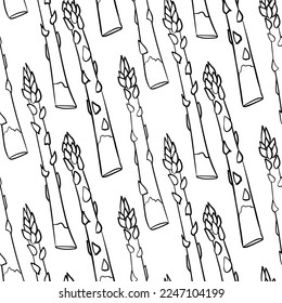 Asparagus seamless pattern. Fresh organic vegetable isolated on white background.